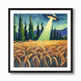 Aliens In The Wheat Field 3 Art Print