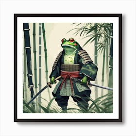 Frog Samurai Adorned In Traditional 1 Art Print