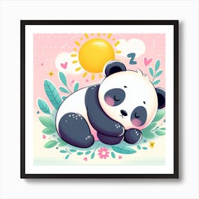 Cute Panda Sleeping Art Print