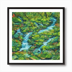 Waterfall In The Woods Art Print