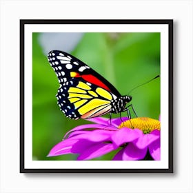 Butterfly On Purple Flower Art Print