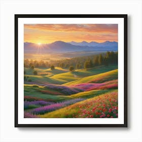 Sunset In The Meadow 1 Art Print