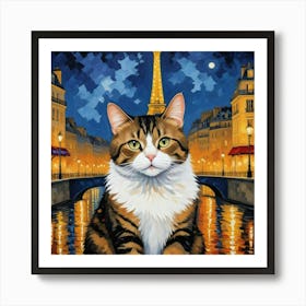 Painting Of Paris With A Cat In The Style Of Gustav Klimt Art Print 1 Art Print