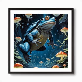 Frog In the deep sea Art Print