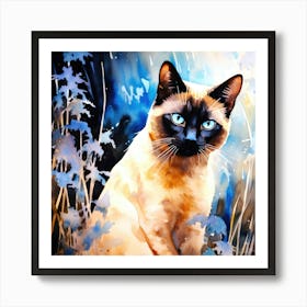 Cats Lavender - Siamese Cat Art Print