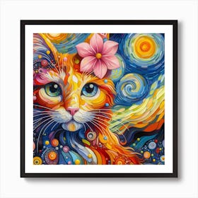 Starry Night Cat Art Print