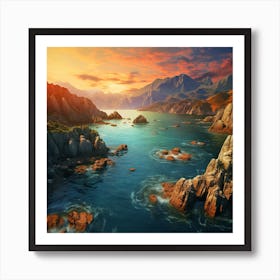 Sunset In The Mountains Art Print