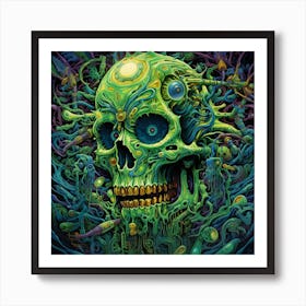 Skull In The Dark Art Print