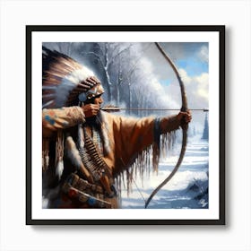 Native American Indian Shooting Bow Arrow 3 Art Print
