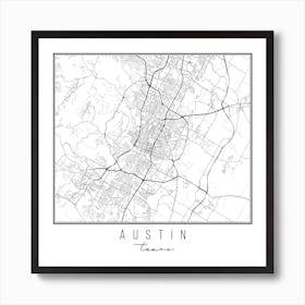 Austin Texas Street Map Art Print