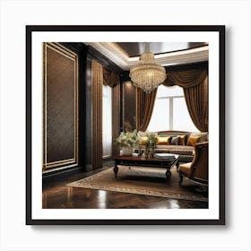 Black And Gold Living Room 2 Art Print