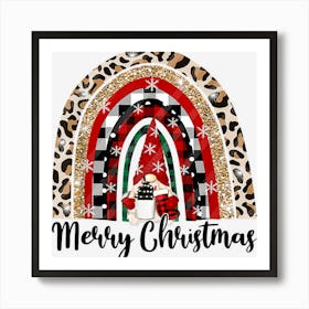 Merry Christmas Leopard Gnome Lover Rainbow Stocking Stuffer 1 Art Print