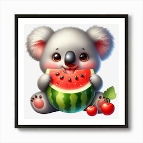 Koala Eating Watermelon Art Print