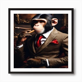 Monkey Smoking Cigar Art Print