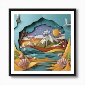 Nice Landscape In Paper Art Work 9 Art Print