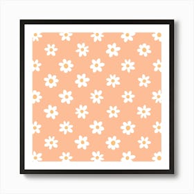 Peach Fuzz Daisy Pattern Art Print