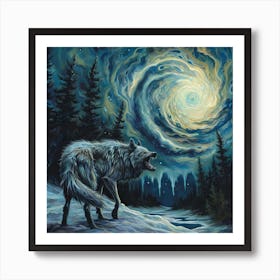 Bigsippah Ethereal Alaskan Wolf Energy Swirl Snarling Wolf Past 46bd5a47 2b0b 4e6f 9863 78e779ab2698 Topaz Enhance 3 Art Print