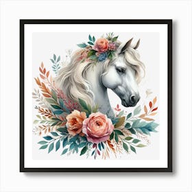 Horse With Flowers 7 Art Print