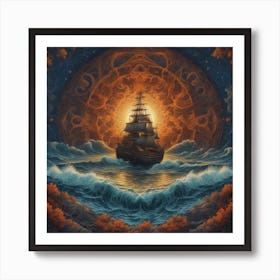 Ship In The Ocean Art Print