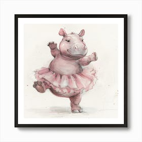 Ballerina Hippo Art Print