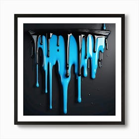 Blue Dripping Paint 1 Art Print