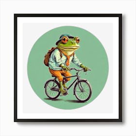 Frog On A Bike Art Print