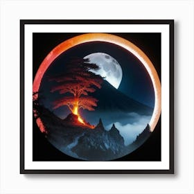 Full Moon With A Tree Art Print