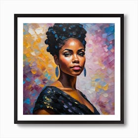 Black Woman With Blue Hair Art Print