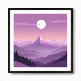 Misty mountains background in purple tone 94 Art Print