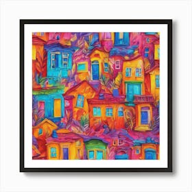 Colorful accumulated houses Art Print