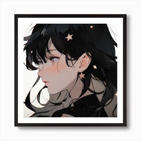 Anime Girl With Stars 3 Art Print