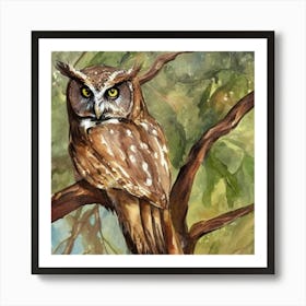 Owl Sitting On Tree Adeline Yeo Poster