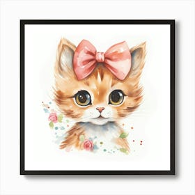 Cute Kitten Watercolor Painting 2 Art Print