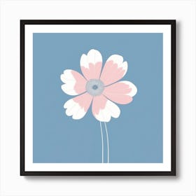 A White And Pink Flower In Minimalist Style Square Composition 610 Art Print