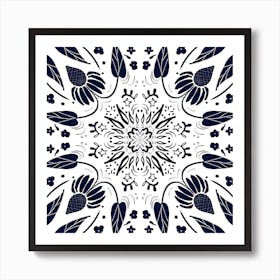 Black And White Floral Pattern Art Print