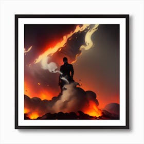 silhouette in flames 2 Art Print
