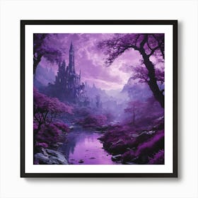 Purple Castle In The Forest Art Print