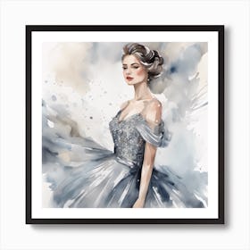 Watercolor Of A Woman In A Dress 4 Art Print