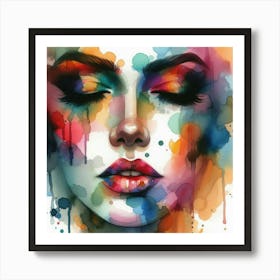 Watercolor Of A Woman'S Face 9 Art Print