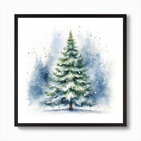 Watercolor Christmas Tree Art Print