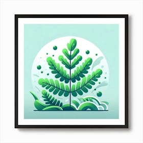 Abstraction with Green fern, Vector art 2 Art Print