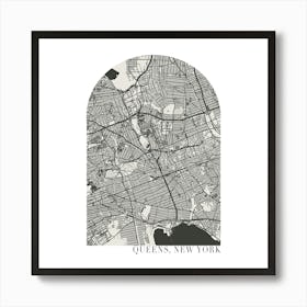 Queens New York Boho Minimal Arch Street Map 1 Art Print