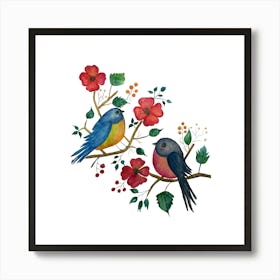 Watercolour Love Birds Art Print