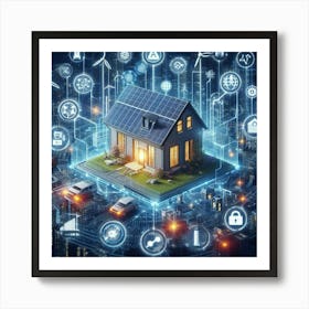 House With Solar Panels 2 Art Print