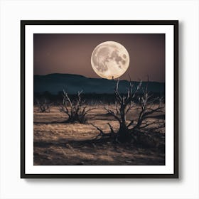 Full Moon Over Desert Art Print