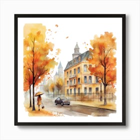 Watercolor Autumn Painting Art Print