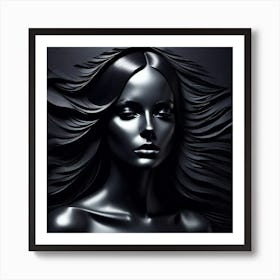 Woman With Black Hair Art Print