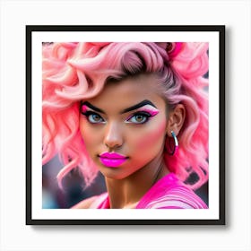 Pink Haired Girl zd Art Print