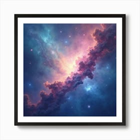 Watercolor Nebula With Serene Cosmic Colors 1 Art Print