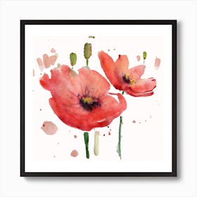 Red Poppies watercolor Art Print